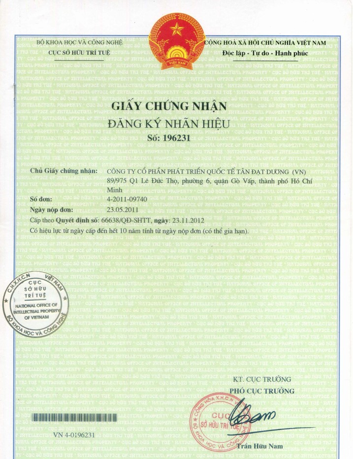 Giấy chứng nhận đăng ký nhãn hiệu MaxiCali CLHQ ngoài trời